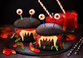 Burgers monsters for Halloween celebration.