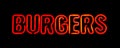 Burgers Neon Sign in Orange Royalty Free Stock Photo