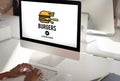 Burgers Online Buying Junk Food Nourishment Concept