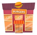 Urban Restaurant Construction with Burgers Vector