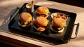 Delicious Sliders On Tray With Side Dishes - Mouthwatering Food Photography