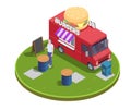 Burgers Truck Isometric Composition