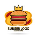 King Burgers vector logo, icon and mascot fast food Flat design style. vector illustrator