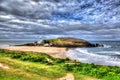 Burgh Island South Devon England uk near Bigbury-on-sea on the south west coast path in bright vivid colourful HDR Royalty Free Stock Photo