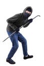 Burglar with a crowbar Royalty Free Stock Photo