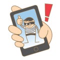 Burglar hacking mobile data Royalty Free Stock Photo