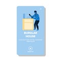 Burglar In House Breaking Safe Equipment Vector Royalty Free Stock Photo