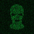 Burglar in mask on binary code background Royalty Free Stock Photo