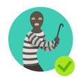 Burglar In Msk With Crowbar, Insurance Company Services Infographic Illustration