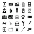 Burglar robber plunderer icons set, simple style