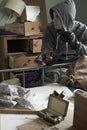 Burglar Stealing Items From Bedroom During House Break In Royalty Free Stock Photo