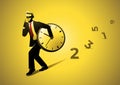 Burglar thief stealing time clock. Vector illustration Royalty Free Stock Photo
