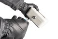 A burglar tries to break a petty cash Royalty Free Stock Photo