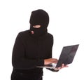 Burglar using laptop