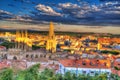 Burgos aerial view skyline sunset with Cathedral Royalty Free Stock Photo