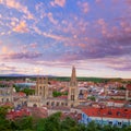 Burgos aerial view skyline sunset with Cathedral Royalty Free Stock Photo