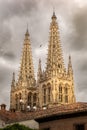 Burgos cathedral towers a cloudy day Royalty Free Stock Photo