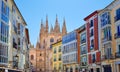 Burgos downtown colorful facades in Castilla Spain