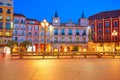 Burgos Plaza Mayor square at sunset in Spain