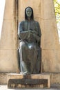 BURGOS, SPAIN - April 9, 2021: Statue of Fray Francisco de Vitoria Spanish Dominican professor at the University of Salamanca who