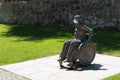 BURGOS, SPAIN - AUGUST 05th - 2020: work which pays tribute to people with a disability wearing a mask in Burgos Spain