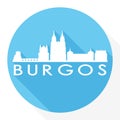 Burgos Spain Flat Icon Skyline Silhouette Design City Vector Art Round logo.