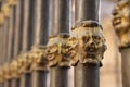 Ornamental Bronze heads on railings in the Santa Maria de Burgos Cathedral