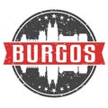 Burgos Spain Round Travel Stamp. Icon Skyline City Design. Seal Tourism Badge Illustration.