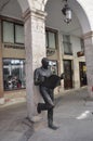 Burgos, 12th april: Artwork Man Statue in Plaza Mayor Square from Downtown of Burgos in Spain