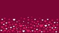 Burgundy background with scattered pink white and red hearts Royalty Free Stock Photo