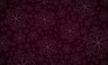 Burgundy background with translucent snowflakes at the top, white snowflakes, winter`s tale