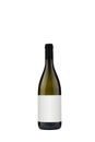 Burgundy bottle with pecorino white wine, green glass, blank labels, isolated