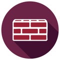 Burgundy circle icon featuring stylized brick wall texture element in white outline Royalty Free Stock Photo