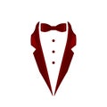 burgundy colored bow tie tuxedo collar icon. Element of evening menswear illustration. Premium quality graphic design icon. Signs Royalty Free Stock Photo