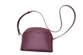 Burgundy leather Women\'s handbag on white background