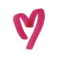 Burgundy outline opened heart shape. Love symbol. Hand drawn with marker. Vector illustration, flat design