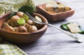 Burgundy snail on a wooden tray Royalty Free Stock Photo