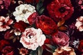 burgundy vintage nature bouquet art dark peony decoration wallpaper background flower. Generative AI.