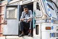 Burimari, Bangladesh, March 3 2017: Truck driver waiting in Burimari