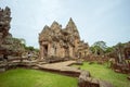 BURIRAM, THAILAND - August 5, 2023: Tourists visit Prasat Khao Phanom Rung is a stone laterite castle.