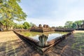 BURIRAM, THAILAND - December 4, 2021: Tourists visit the Khmer archaeological site of Prasat Muang Tam, Buriram Province, Thailand