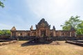 BURIRAM, THAILAND - December 4, 2021: Tourists visit the Khmer archaeological site of Prasat Muang Tam, Buriram Province, Thailand