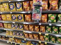 Buriram Thailand , 23 December 2023 ,Various choice flavoured of lay's potato chips for sale in grocery store shelve.