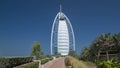 Burj Al Arab, considered the world's most luxurious hotel timelapse hyperlapse. Dubai, UAE. Royalty Free Stock Photo