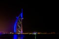 Dubai/UAE- Nov 17 2017: Burj Al Arab at night Royalty Free Stock Photo