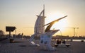 Burj Al Arab hotel. Dubai. UAE. Shot from the beach side where smart palm installation can be seen. Outdoor