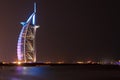 Burj Al Arab hotel at night Royalty Free Stock Photo