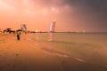 Burj al Arab and Jumeirah beach at dusk Dubai - UAE Royalty Free Stock Photo