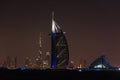Burj Al Arab Jumeirah in Dubai city at night Royalty Free Stock Photo