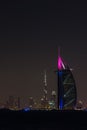 Burj Al Arab Jumeirah in Dubai city at night Royalty Free Stock Photo